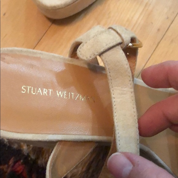 Stuart Weitzman beige suede wedge heels - Picture 3 of 5